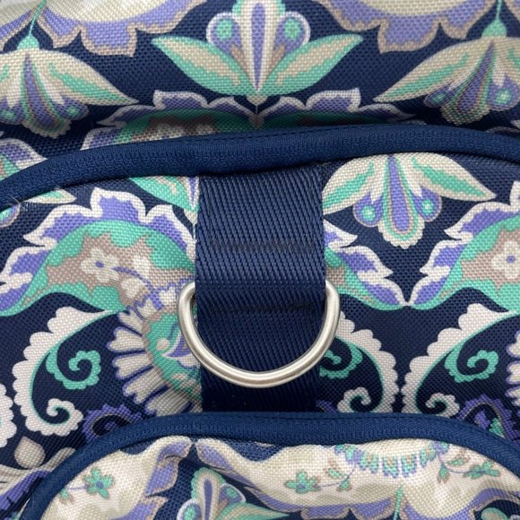 Pottery Barn Teen Blue and Purple Paisley Floral School Backpack Multi-Pocket - Picture 3 of 11